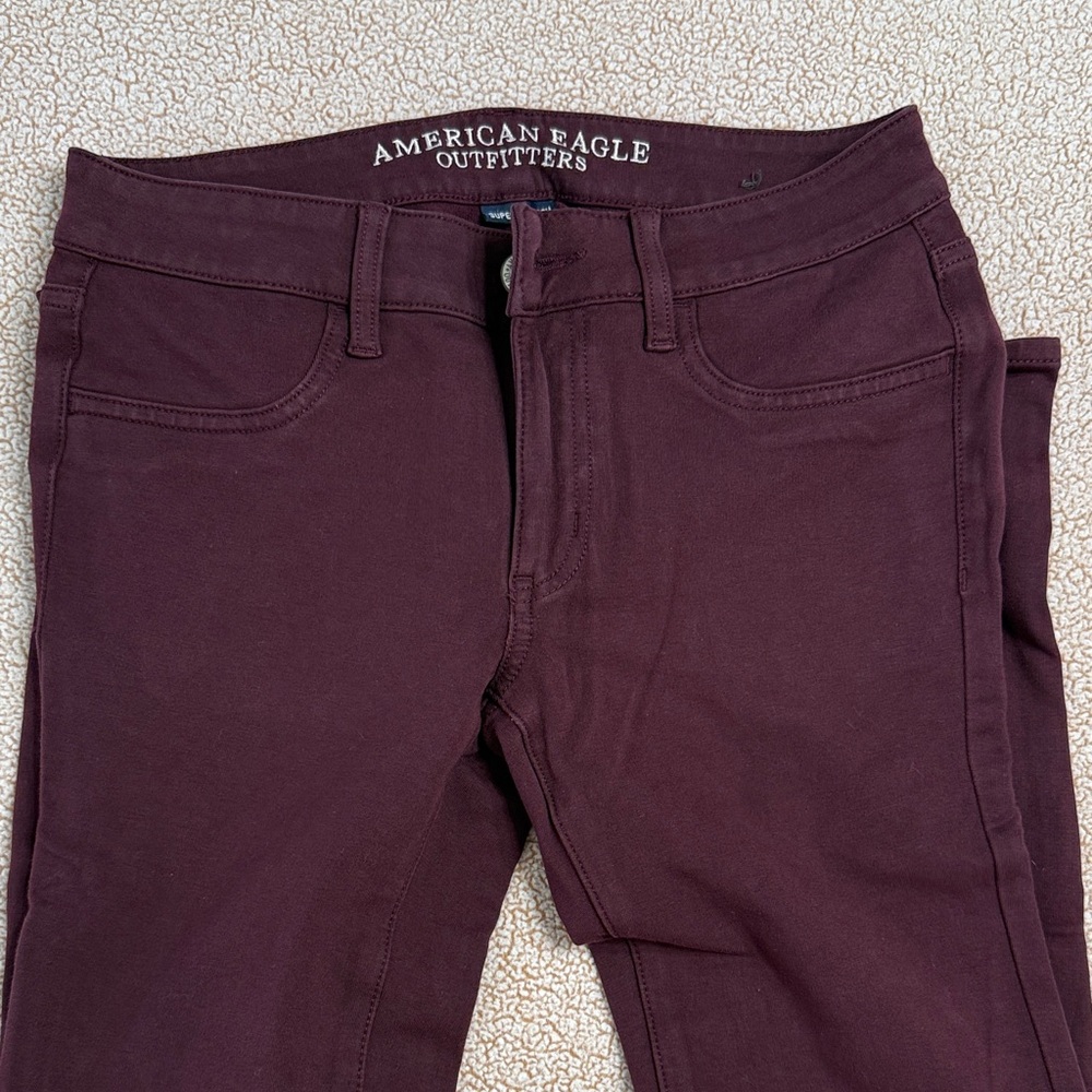 American Eagle Outfitters Women's Dark Maroon Skinny Jeans